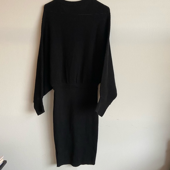 NEW Allsaints merino wool black dress medium tags Batwing - Picture 5 of 8